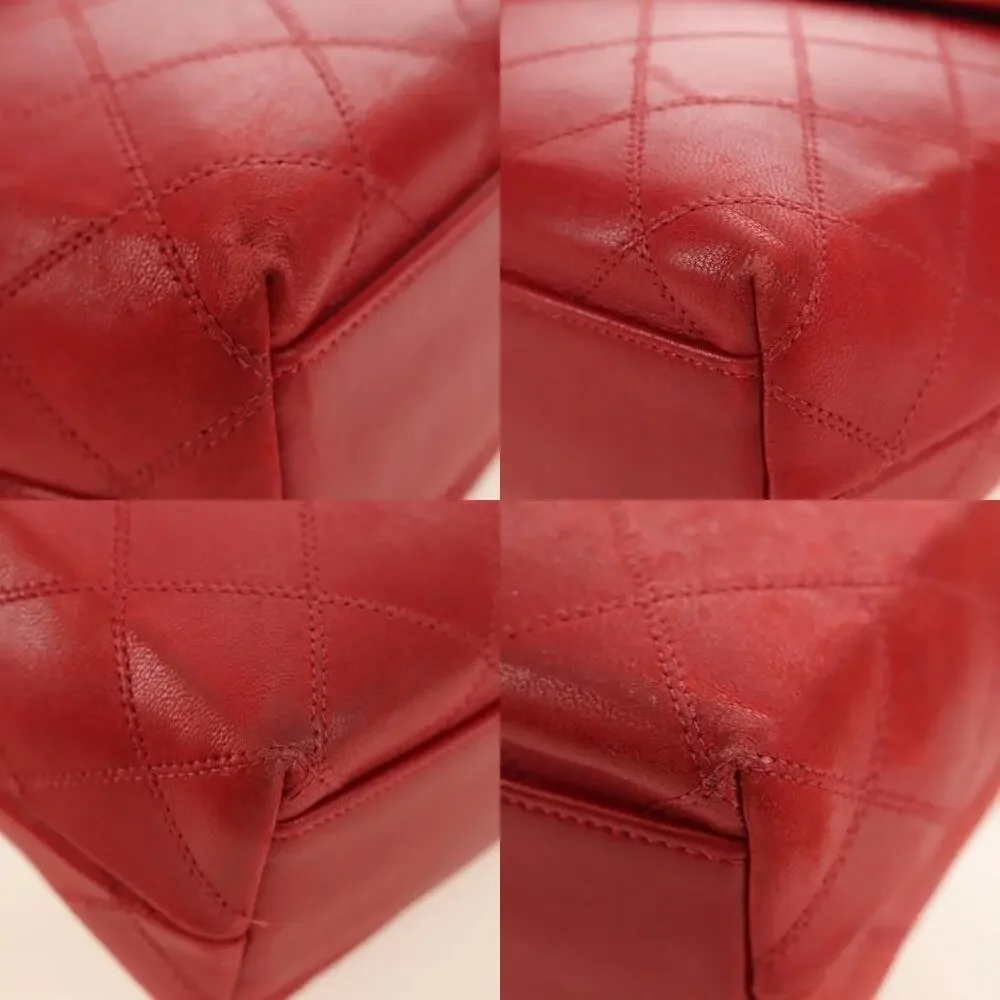 Chanel Bicolore Chain Shoulder Bag Red Lambskin Leather